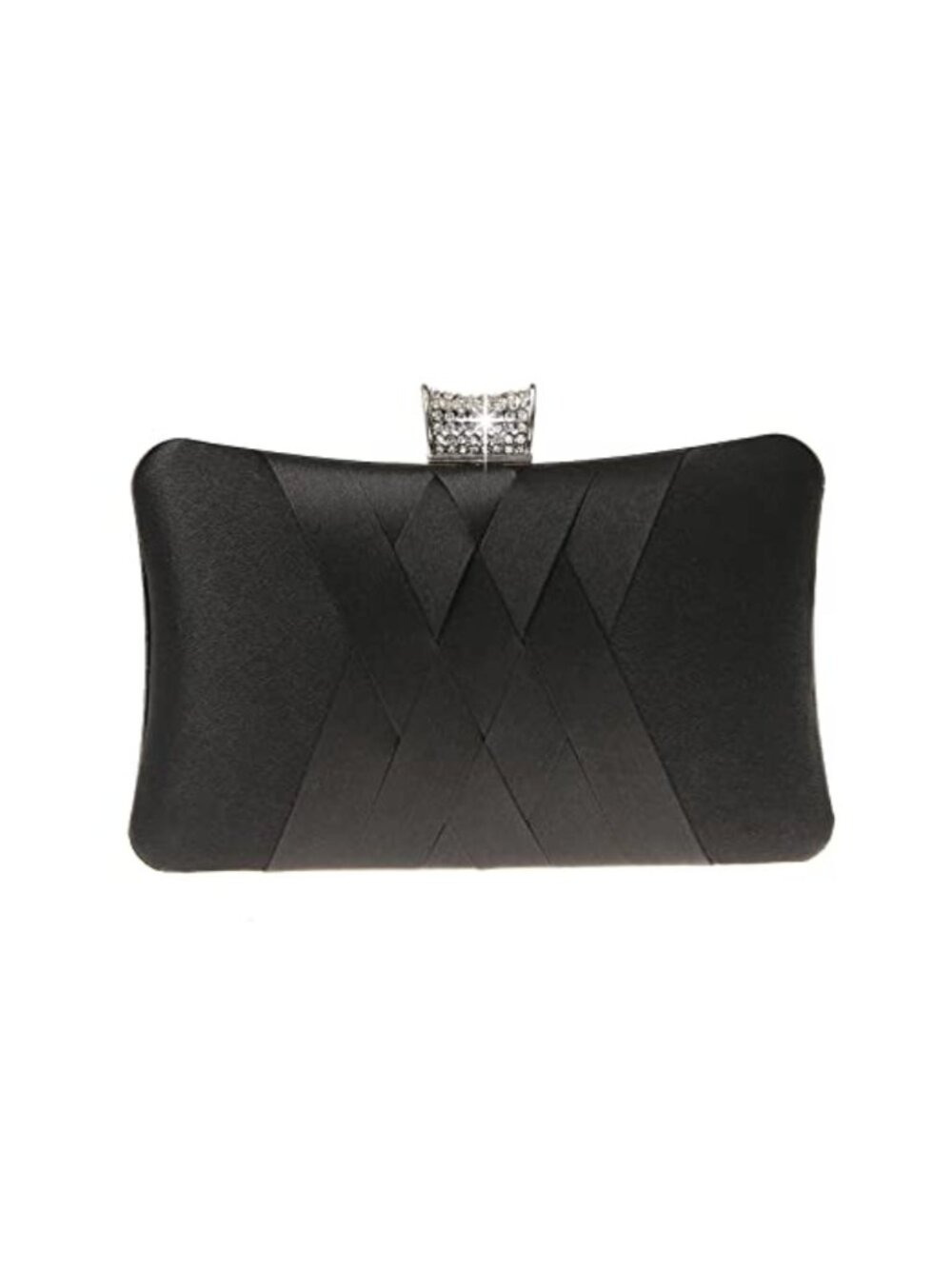 Satin Rhinestone Clutch Purse Evening Handbag with Chain
